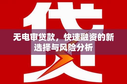 文水无电审贷款，快速融资的新选择与风险分析