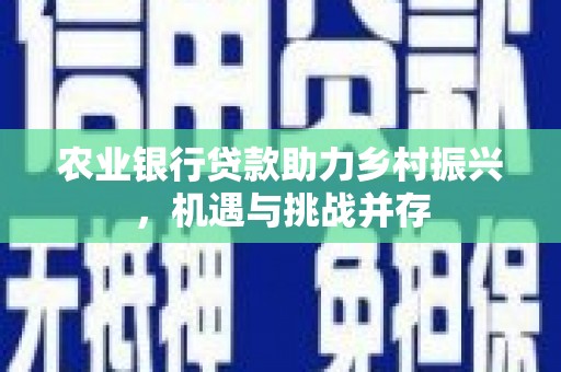 文水农业银行贷款助力乡村振兴，机遇与挑战并存